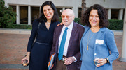 Enjoying a moment of networking with Dr. Goldstein following the event are speakers Huda Y. Zoghbi, M.D. (left), and Bonnie L. Bassler, Ph.D.