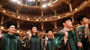 After walking across the stage and receiving their diplomas, students recite the Hippocratic Oath.