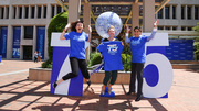 Employees celebrating at UTSW's 75th anniversary 