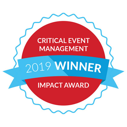 Critical Event Management Impact Award 2019 Winner Seal
