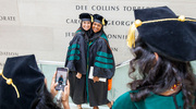 Veena Peraka, M.D., left, and Emily Samson, M.D., capture a picture-perfect commencement memory.