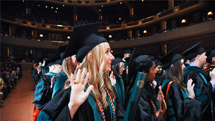 Graduates at the ceremony inside the Meyerson Symphony Center