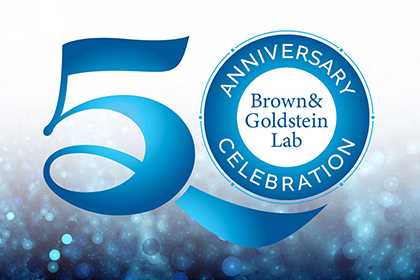 Blue and white logo - Barnes and Goldstein 50 Anniversary Celebration