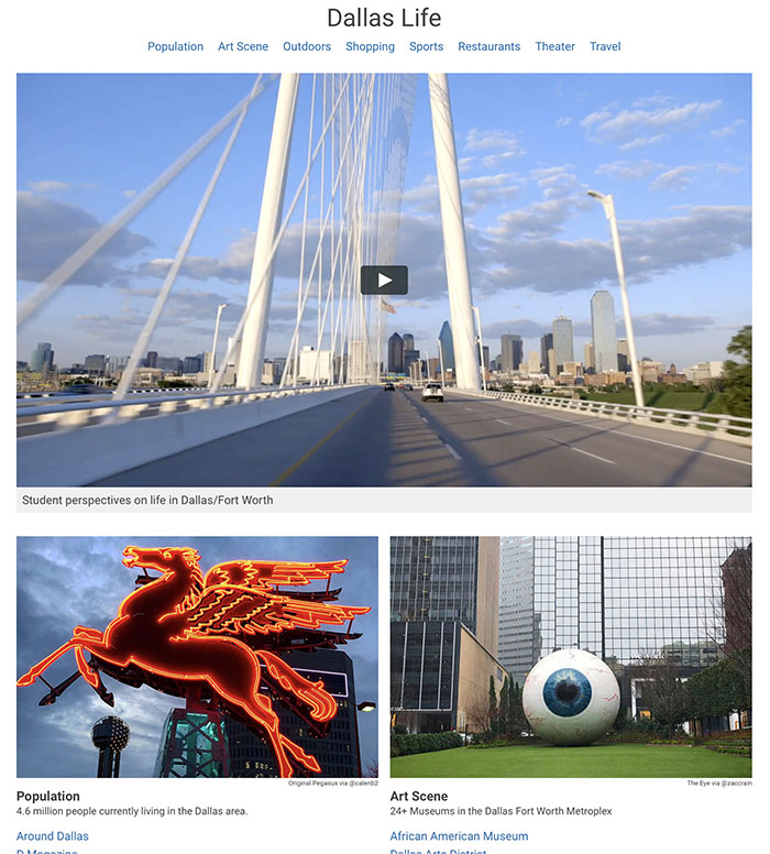 Screen capture of new Dallas Life webpage