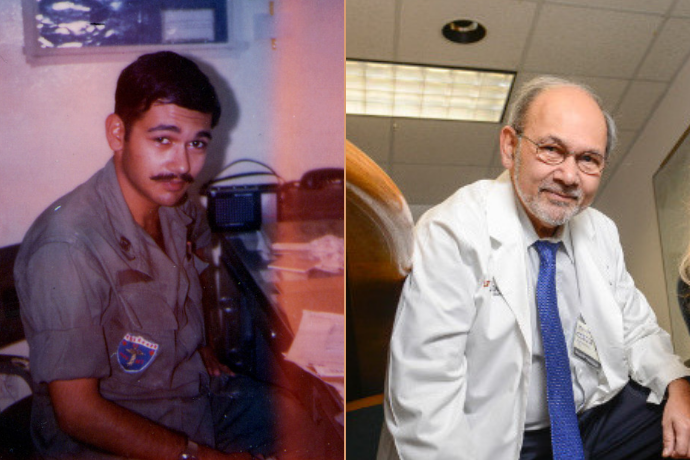 Spc. Idris in 1969; Dr. Idris in 2018.