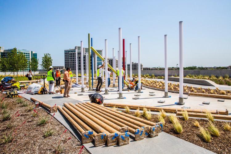 Poles on cart at site prior to instillation