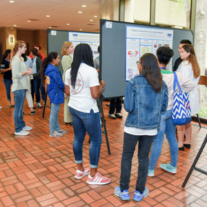 Students view mounted UTSW lab presentations