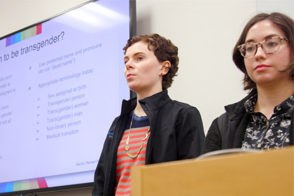 Two medical students giving a presentation