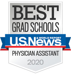 Badge Graphic with the text "Best Grad Schools US News and World Report - Physicians Assistant 2020"