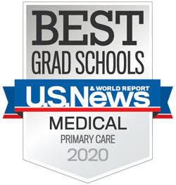 Badge Graphic with the text "Best Grad Schools US News and World Report - Medical Primary Care 2020"