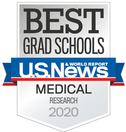 Badge Graphic with the text "Best Grad Schools US News and World Report - Medical Research 2020"
