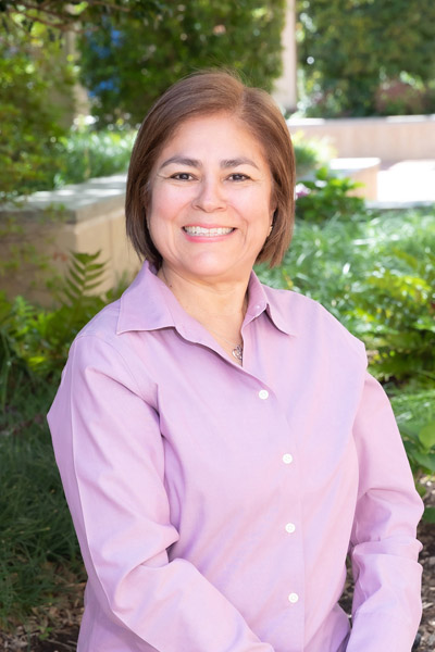 Woman with reddish brown hair