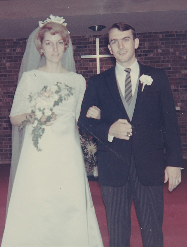 Man and woman in older wedding photo