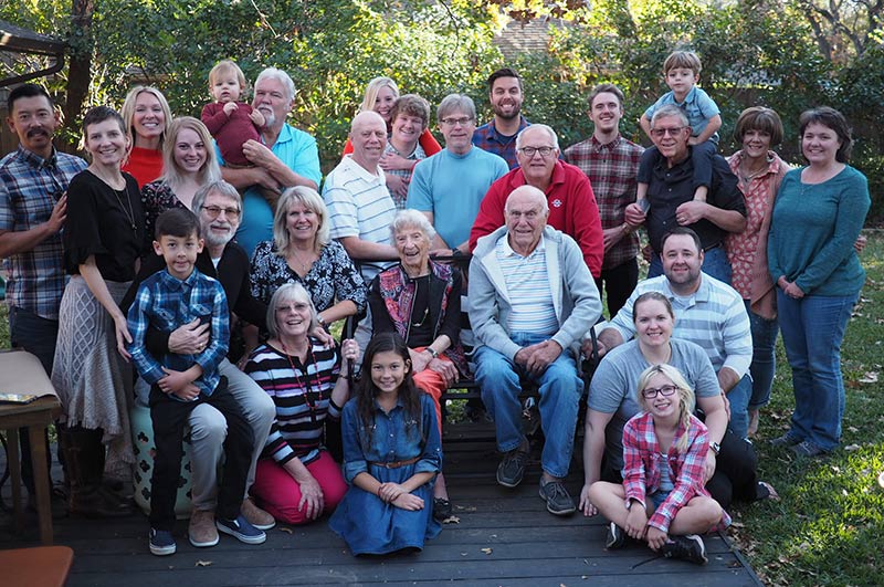 Large family in a yard