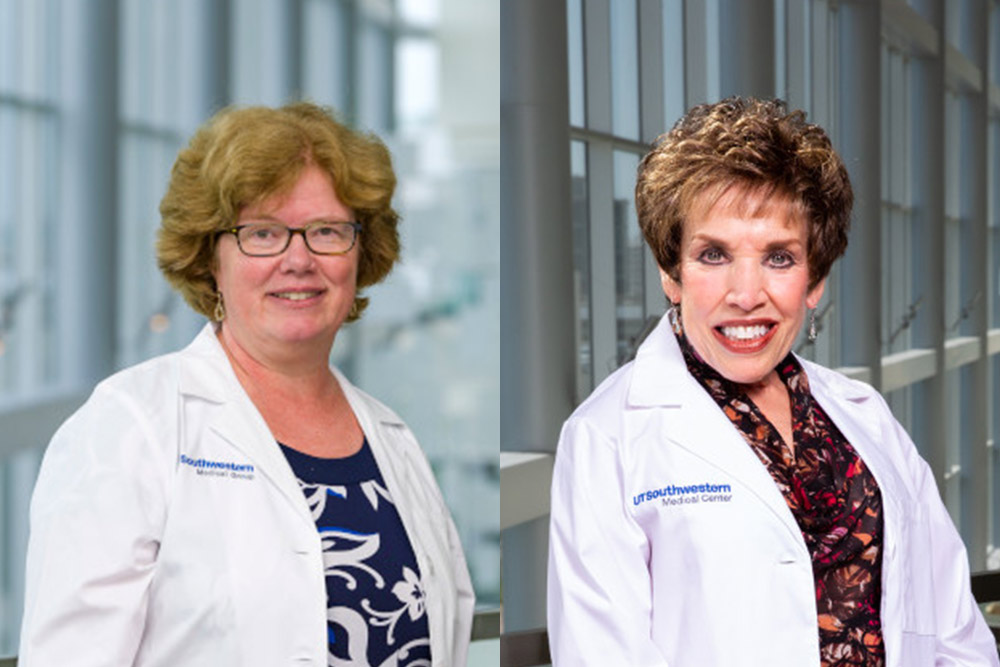 Headshots of two women in lab coats side-by-side