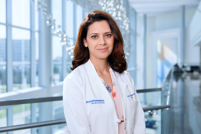 Woman wearing a lab coat