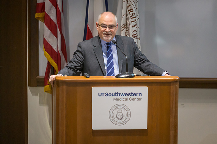 Darren McGuire, M.D., Professor of Internal Medicine, spoke on the history of diabetic medications as testing evolved to involve large trials of safety and effectiveness.