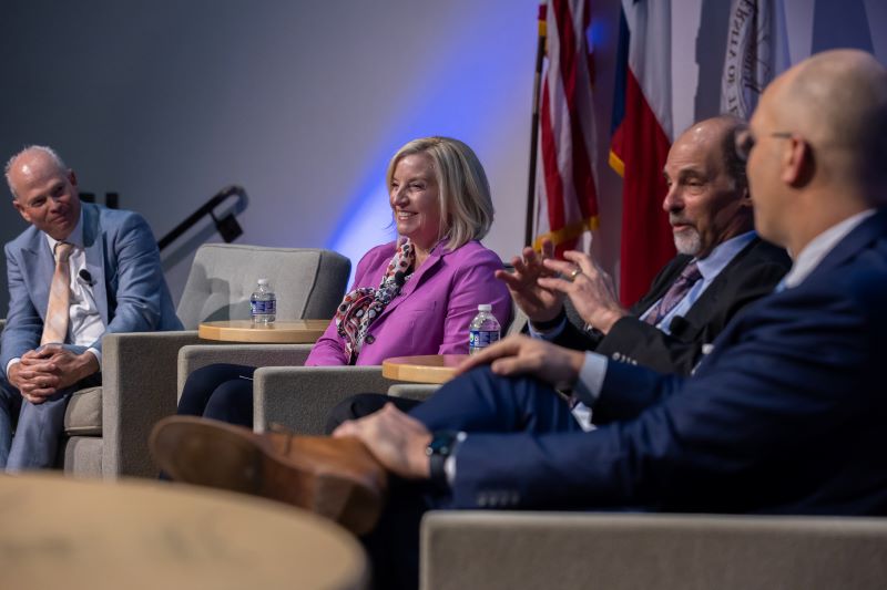 (from left) William Daniel, M.D., Vice President and Chief Quality Officer; Susan Hernandez, D.N.P., M.B.A., RN, Associate Vice President and Chief Nurse Executive; (far right) Seth Toomay, M.D., Associate Vice President and Health System Chief Medical Officer; and (third from left) keynote speaker Allan Frankel, M.D., Executive Principal of Vizient