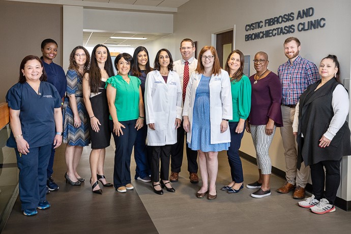 Dr. Raksha Jain (center) with the Cystic Fibrosis and Bronchiectasis Program team