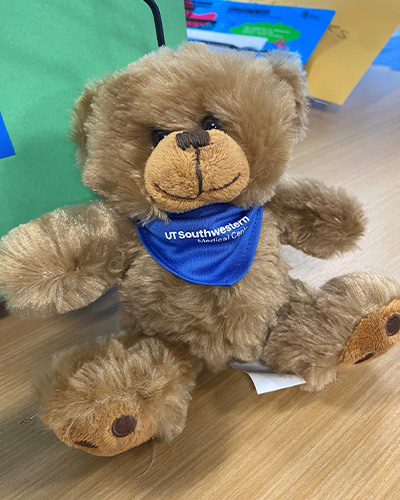 teddy bear with blue utsw bandana