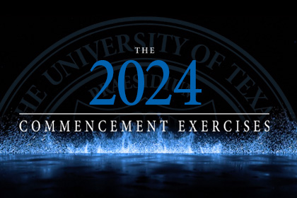 UTSW Commencement 2024 blue and black water background