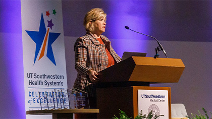 woman at podium