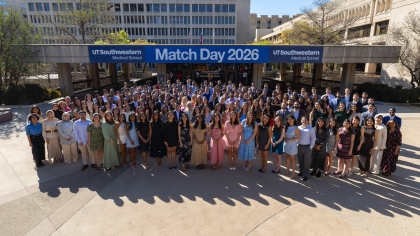 large group of medical students outside on Match Day 2026