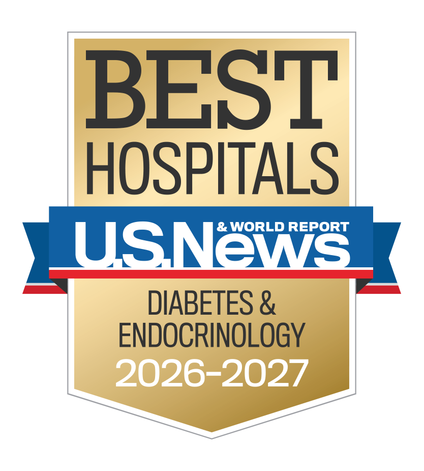 Gold badge that says Best Hospitals Diabetes & Endocrinology
