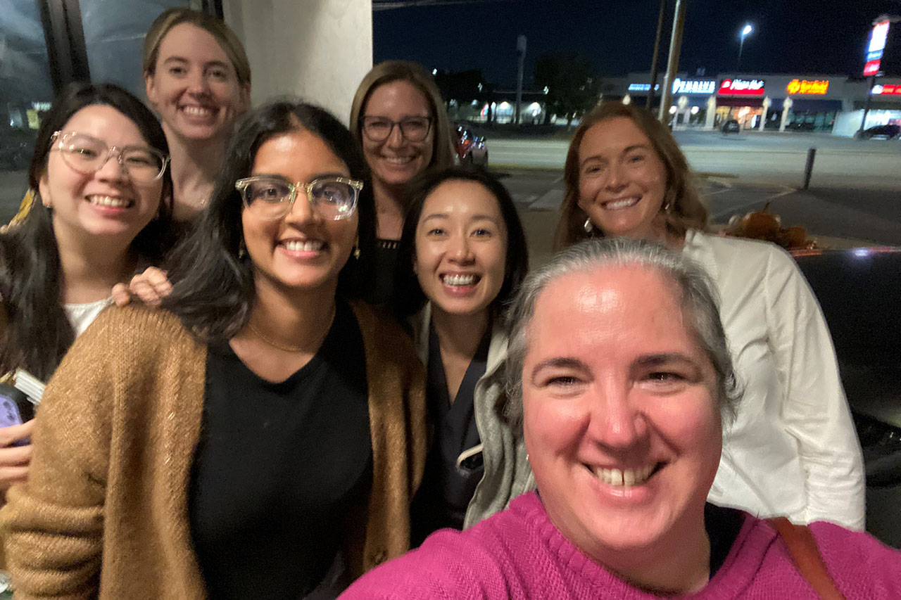 A selfie photo of seven women