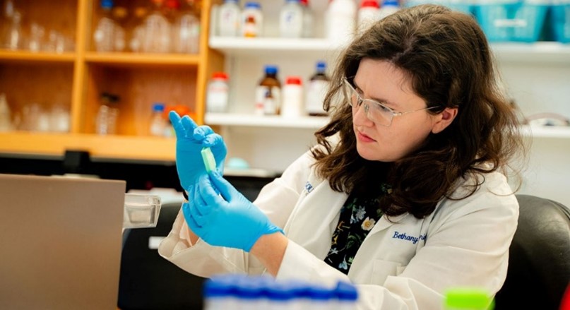 Dr. Cartwright working in lab