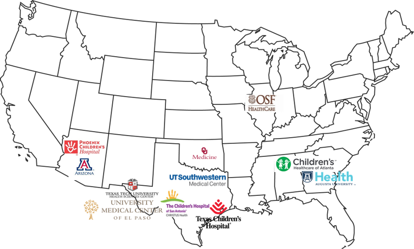 Map showing past fellows in Arizona, Texas, Georgia, Oklahoma, and Illinois.