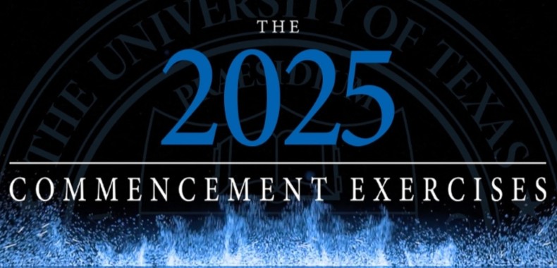 black and blue header with text 2025 Commencement Exercises