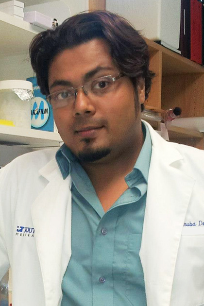 Dhruba Deb, Ph.D., in the research lab Dhruba Deb, Ph.D.