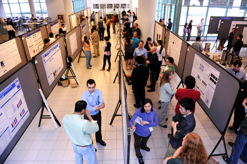 More than 100 Graduate School students with their posters at the Research Symposium