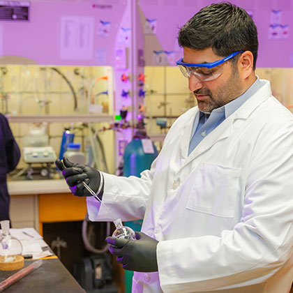 Uttam Tambar, Ph.D. in the lab