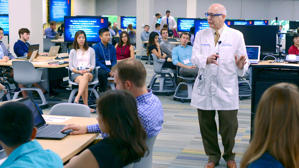 Dr. Rege leads a session in the Team Based Learning Center