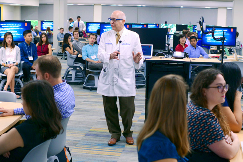 Dr. Rege leads a lecture in the Team-Based Learning Center.