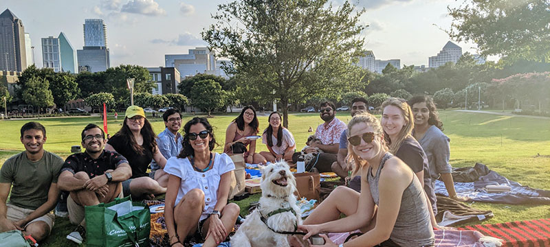 Medicine Pediatrics residents enjoying a picnic at one of the many parks in Dallas