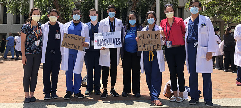 A group of Medicine Pediatrics standing in solidarity with Black Lives Matter