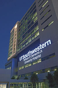 Night view of Clements University Hospital