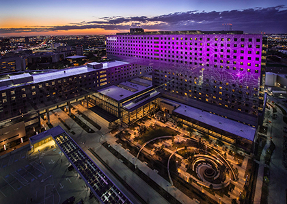 Parkland exterior and garden (architect: HDR + Corgan; © 2014 Assassi Productions) Parkland Hospital exterior