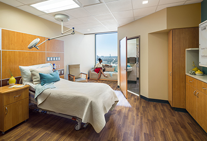 Parkland patient room (architect: HDR + Corgan; © 2014 Andrew Pogue) Parkland Hospital patient room