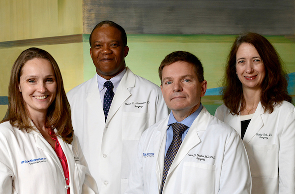 Sarah Oltmann, M.D., Fiemu Nwariaku, M.D., Alan Dackiw, M.D., and Shelby Holt, M.D. endocrine surgery team