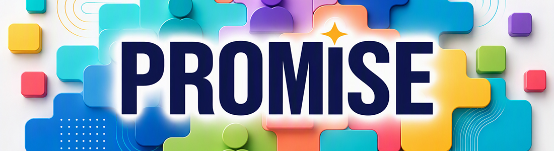 banner with the word promise atop a puzzle style graphic