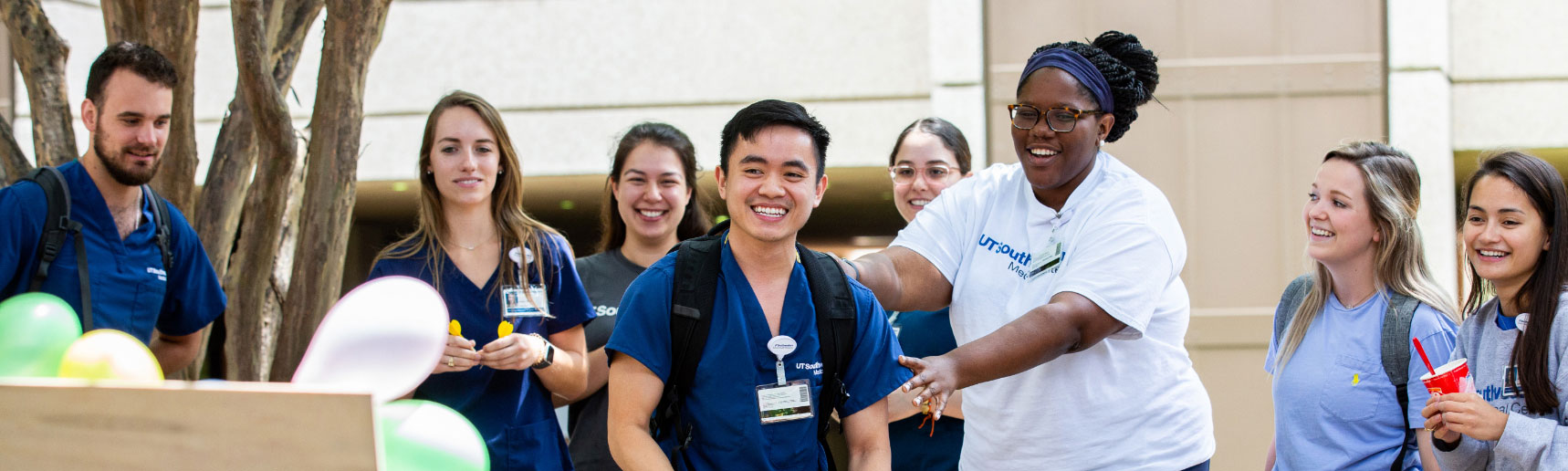 Happy, smiling School of Health Professions students at a school event