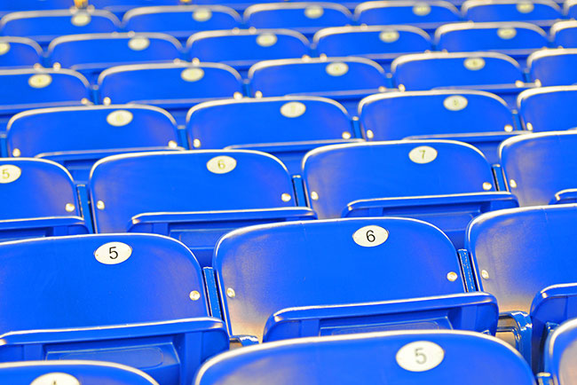 Empty blue stadium seats