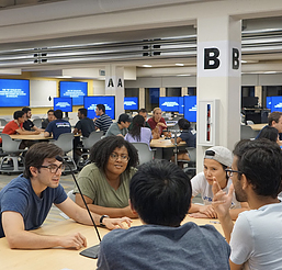 Students gathered in a large room