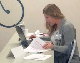 A nurse at St. Joseph Hospital in Fullerton, CA, takes part in the NNRC's Research Bootcamp.