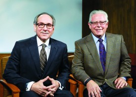 Dr. Daniel K. Podolsky, President of UT Southwestern (left), and Barclay Berdan, CEO of Texas Health Resources
