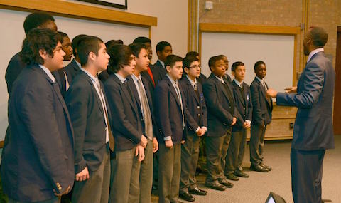 The Barack Obama Leadership Academy choir performs